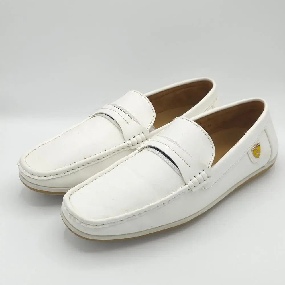 BRUNO MARC  Bush-01 Mens Driving Moccasins Shoe White FERRARI Slip On Size 11